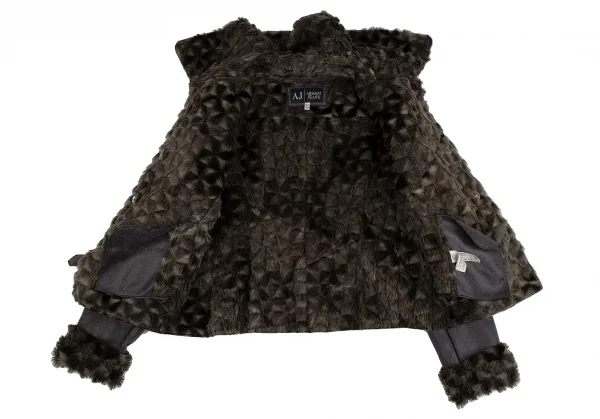 アルマーニジーンズARMANI JEANS フェイクムートンファーベルテッドジャケット ダークモカ40 K-128101_012