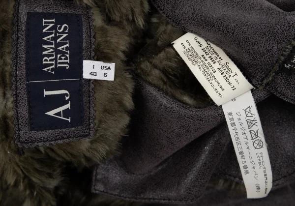 アルマーニジーンズARMANI JEANS フェイクムートンファーベルテッドジャケット ダークモカ40 K-128101_017