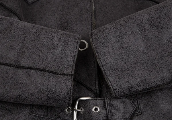 アルマーニジーンズARMANI JEANS フェイクムートンファーベルテッドジャケット ダークモカ40 K-128101_008