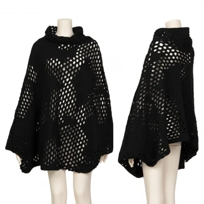 Y's Cotton Wool Mesh Knit Poncho