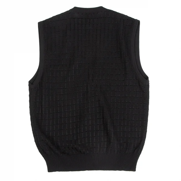 クリスチャンディオールChristian Dior グリッドチェックニットベスト 黒M K-128142_010