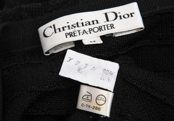 クリスチャンディオールChristian Dior グリッドチェックニットベスト 黒M K-128142_012