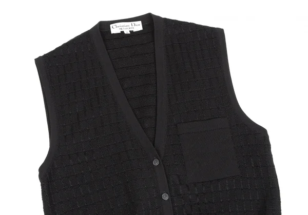 クリスチャンディオールChristian Dior グリッドチェックニットベスト 黒M K-128142_003