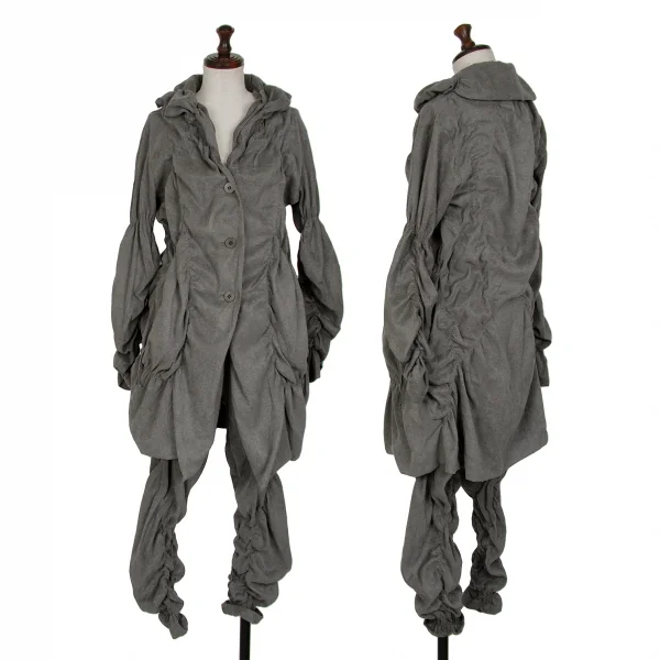 ISSEY MIYAKE Poly Gather Long Jacket & Pants Grey 2 K-128153_001