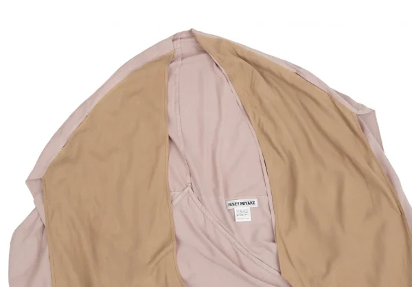 イッセイミヤケISSEY MIYAKE バイカラーピーチスキンストールベスト ピンクベージュ2 K-128155_003