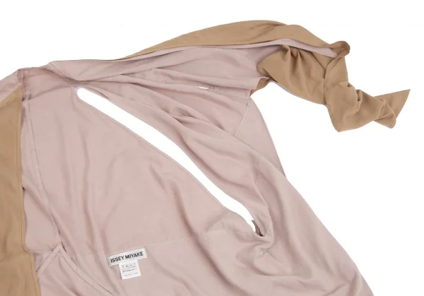 イッセイミヤケISSEY MIYAKE バイカラーピーチスキンストールベスト ピンクベージュ2 K-128155_005