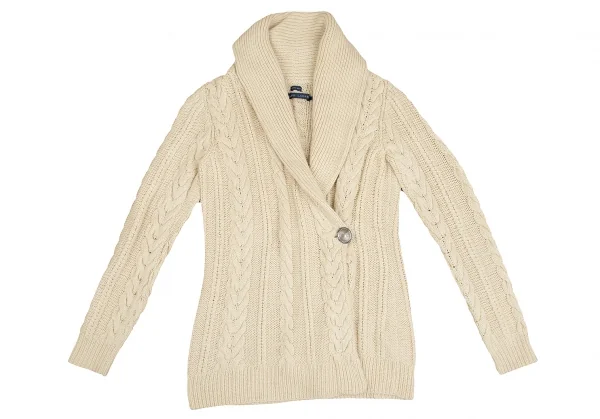 ラルフローレンRALPH LAUREN シルクショールカラーコンチョボタンニットカーディガン ベージュL K-128160_002