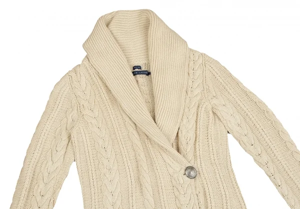 ラルフローレンRALPH LAUREN シルクショールカラーコンチョボタンニットカーディガン ベージュL K-128160_003