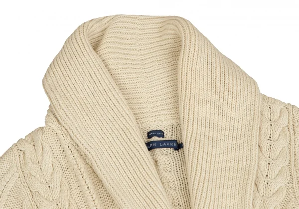 ラルフローレンRALPH LAUREN シルクショールカラーコンチョボタンニットカーディガン ベージュL K-128160_004