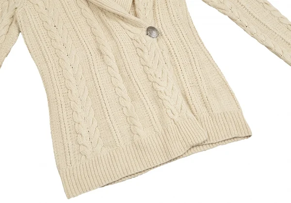ラルフローレンRALPH LAUREN シルクショールカラーコンチョボタンニットカーディガン ベージュL K-128160_008