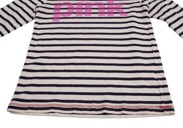 ジュンヤワタナベマンピンク コムデギャルソンJUNYA WATANABE MAN PINK COMME des GARCONS ロゴプリントボーダーバスクシャツ アイボリー紺ピンクS K-128185_012
