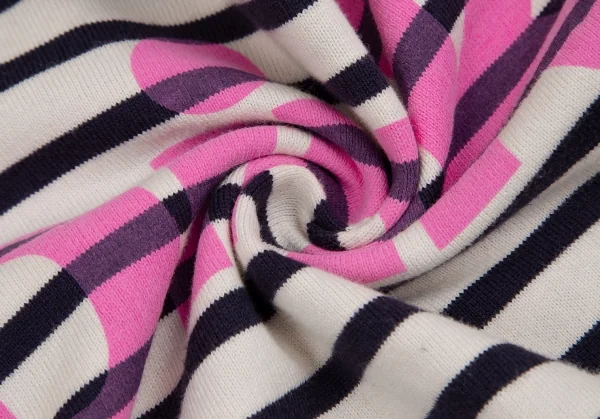 ジュンヤワタナベマンピンク コムデギャルソンJUNYA WATANABE MAN PINK COMME des GARCONS ロゴプリントボーダーバスクシャツ アイボリー紺ピンクS K-128185_017
