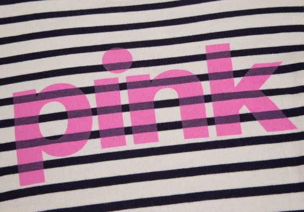 ジュンヤワタナベマンピンク コムデギャルソンJUNYA WATANABE MAN PINK COMME des GARCONS ロゴプリントボーダーバスクシャツ アイボリー紺ピンクS K-128185_007