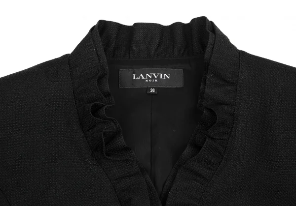 ランバンLANVIN トリアセテートポリメッシュフリルショートジャケット 黒36 K-128192_003