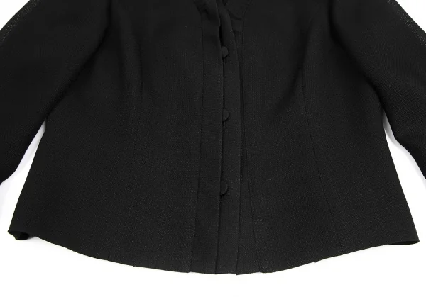 ランバンLANVIN トリアセテートポリメッシュフリルショートジャケット 黒36 K-128192_006