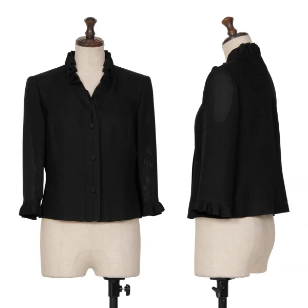 ランバンLANVIN トリアセテートポリメッシュフリルセットアップスーツ 黒36 K-128194_002