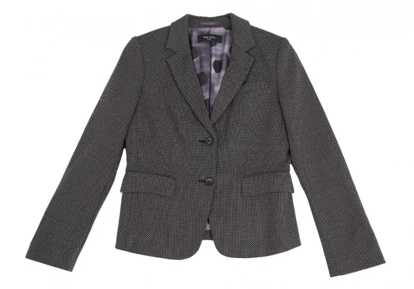 ポールスミス ブラックPaul Smith BLACK ポリレーヨン裏染めドットプリント総柄ジャケット 黒グレー38 K-128205_002