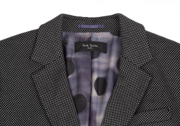 ポールスミス ブラックPaul Smith BLACK ポリレーヨン裏染めドットプリント総柄ジャケット 黒グレー38 K-128205_004