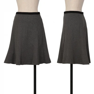 ポールスミス ブラックPaul Smith BLACK ポリレーヨン総柄フレアスカート 黒グレー