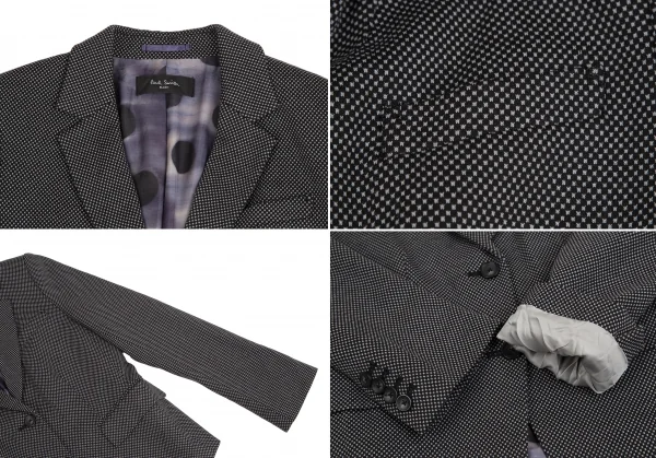 ポールスミス ブラックPaul Smith BLACK ポリレーヨン裏染めドットプリント総柄セットアップスーツ 黒グレー38 K-128207_005