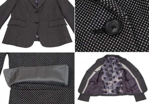 ポールスミス ブラックPaul Smith BLACK ポリレーヨン裏染めドットプリント総柄セットアップスーツ 黒グレー38 K-128207_006