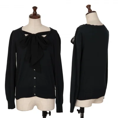 Paul Smith BLACK Cotton See-through Scarf Design Cardigan