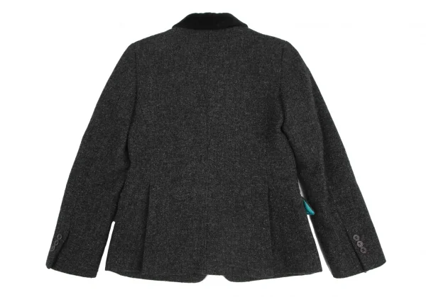 ポールスミス ウーマンPaul Smith women 襟ベロア切替ハリスツイードジャケット チャコールグレー38 K-128214_014