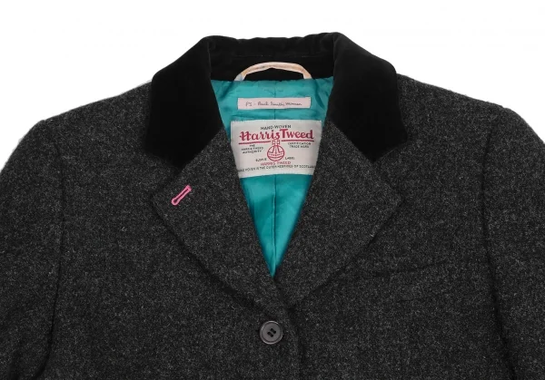 ポールスミス ウーマンPaul Smith women 襟ベロア切替ハリスツイードセットアップスーツ チャコールグレー38 K-128216_004