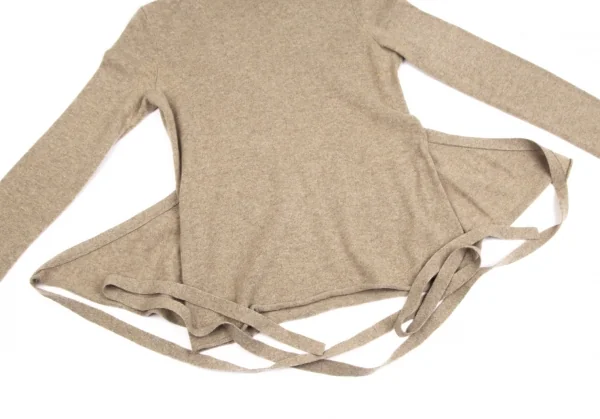 ダナキャランDONNA KARAN ウールタートルネックカシュクールニット ベージュS K-128238_010