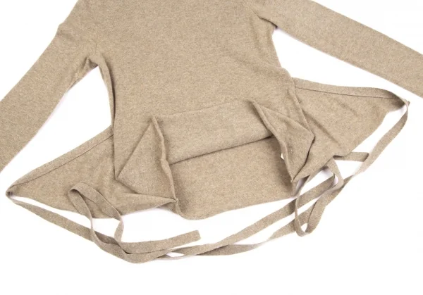 ダナキャランDONNA KARAN ウールタートルネックカシュクールニット ベージュS K-128238_011