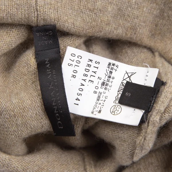 ダナキャランDONNA KARAN ウールタートルネックカシュクールニット ベージュS K-128238_014