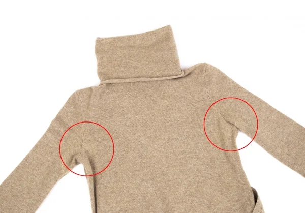 ダナキャランDONNA KARAN ウールタートルネックカシュクールニット ベージュS K-128238_003