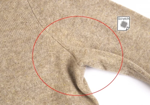 ダナキャランDONNA KARAN ウールタートルネックカシュクールニット ベージュS K-128238_005