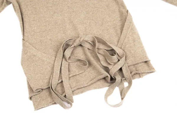 ダナキャランDONNA KARAN ウールタートルネックカシュクールニット ベージュS K-128238_009