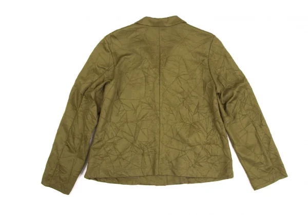 イッセイミヤケ ハートISSEY MIYAKE HaaT ポリウールシワ加工3Bジャケット カーキ2 K-128252_012