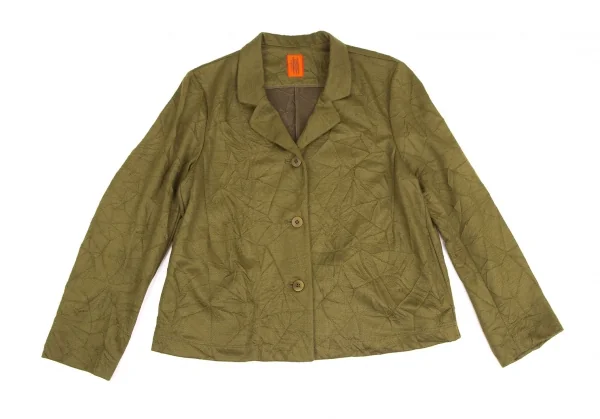 イッセイミヤケ ハートISSEY MIYAKE HaaT ポリウールシワ加工3Bジャケット カーキ2 K-128252_002