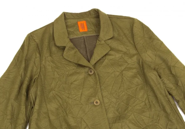 イッセイミヤケ ハートISSEY MIYAKE HaaT ポリウールシワ加工3Bジャケット カーキ2 K-128252_003