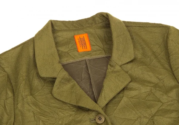イッセイミヤケ ハートISSEY MIYAKE HaaT ポリウールシワ加工3Bジャケット カーキ2 K-128252_004