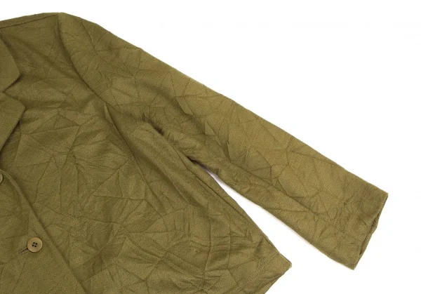 イッセイミヤケ ハートISSEY MIYAKE HaaT ポリウールシワ加工3Bジャケット カーキ2 K-128252_006