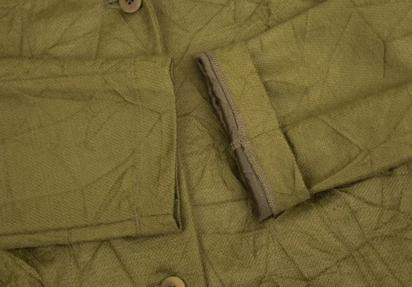 イッセイミヤケ ハートISSEY MIYAKE HaaT ポリウールシワ加工3Bジャケット カーキ2 K-128252_007