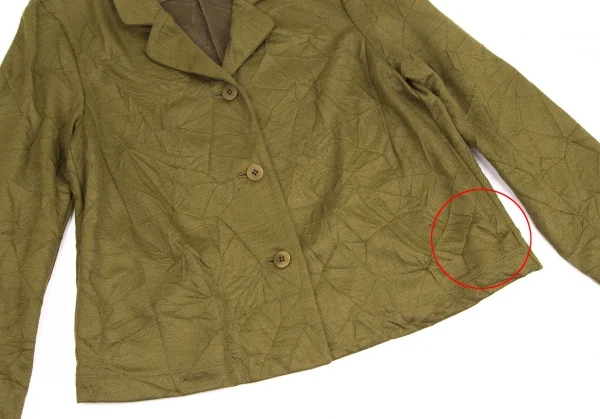 イッセイミヤケ ハートISSEY MIYAKE HaaT ポリウールシワ加工3Bジャケット カーキ2 K-128252_008