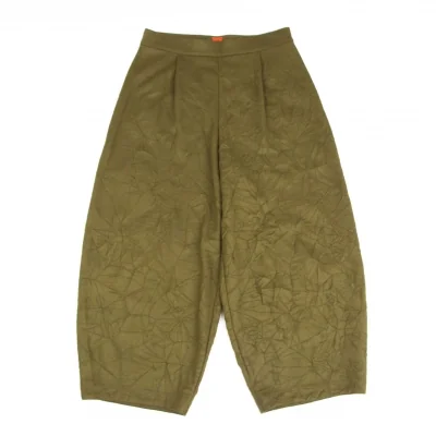 イッセイミヤケ ハートISSEY MIYAKE HaaT ポリウールシワ加工ワイドパンツ カーキ