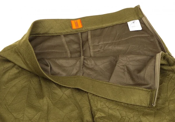 イッセイミヤケ ハートISSEY MIYAKE HaaT ポリウールシワ加工ワイドパンツ カーキ2 K-128253_003