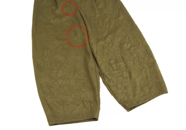 イッセイミヤケ ハートISSEY MIYAKE HaaT ポリウールシワ加工ワイドパンツ カーキ2 K-128253_004