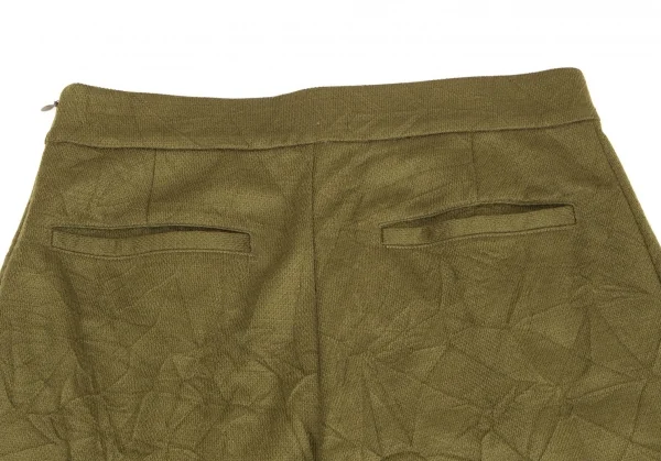 イッセイミヤケ ハートISSEY MIYAKE HaaT ポリウールシワ加工ワイドパンツ カーキ2 K-128253_009