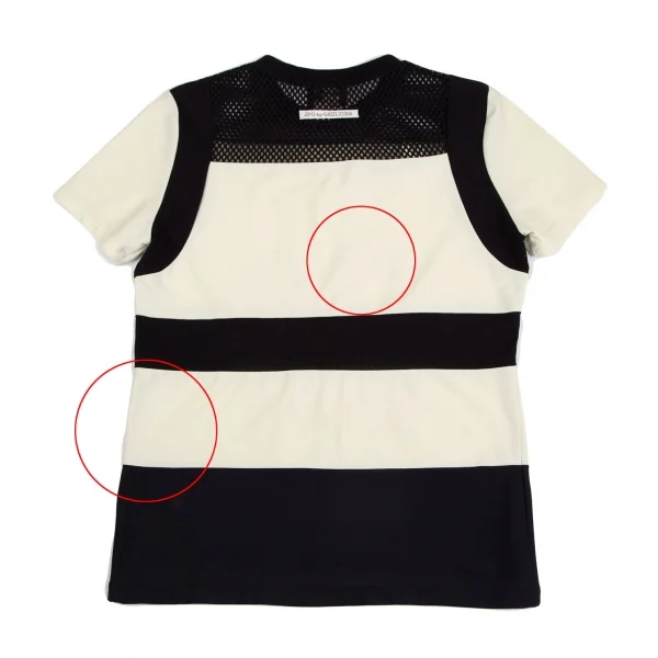 ジャンポールゴルチエJean Paul GAULTIER PARIS メッシュ切替ナンバリングTシャツ 黒クリーム48 K-128264_010