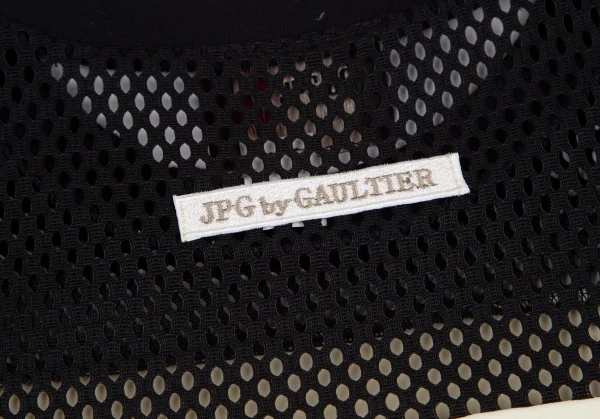 ジャンポールゴルチエJean Paul GAULTIER PARIS メッシュ切替ナンバリングTシャツ 黒クリーム48 K-128264_013