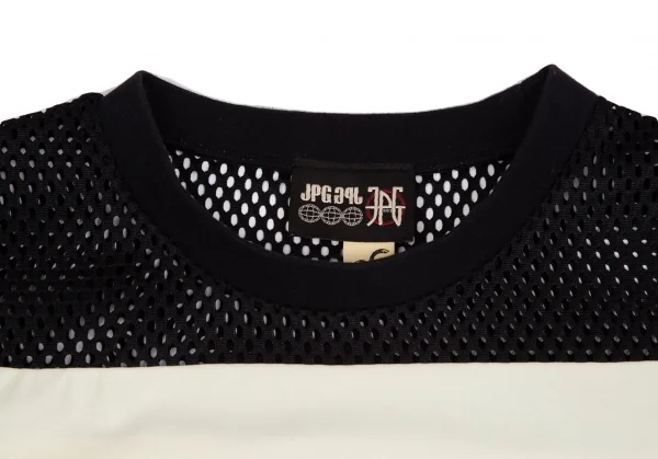 ジャンポールゴルチエJean Paul GAULTIER PARIS メッシュ切替ナンバリングTシャツ 黒クリーム48 K-128264_002