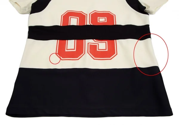 ジャンポールゴルチエJean Paul GAULTIER PARIS メッシュ切替ナンバリングTシャツ 黒クリーム48 K-128264_004