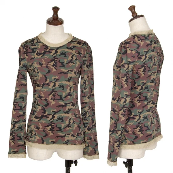 ジャンポールゴルチエ クラシックJean Paul GAULTIER CLASSIQUE ネットパイピングカモフラカットソー 緑茶40 K-128265_001